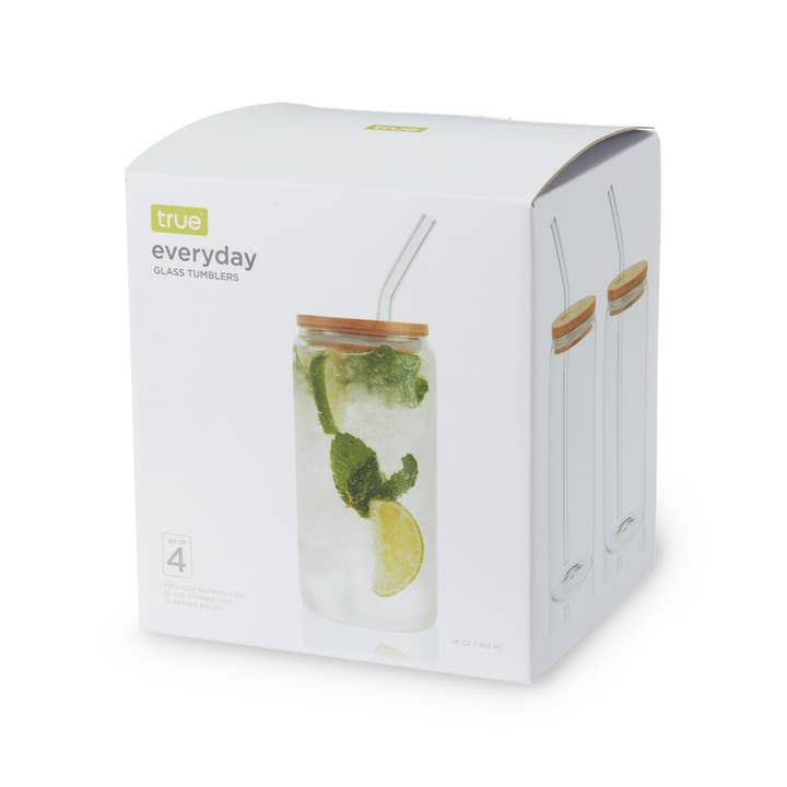 TRUE - Wholesale Insulated Mug/Tumbler - Everyday Glass Tumblers - Set of 4