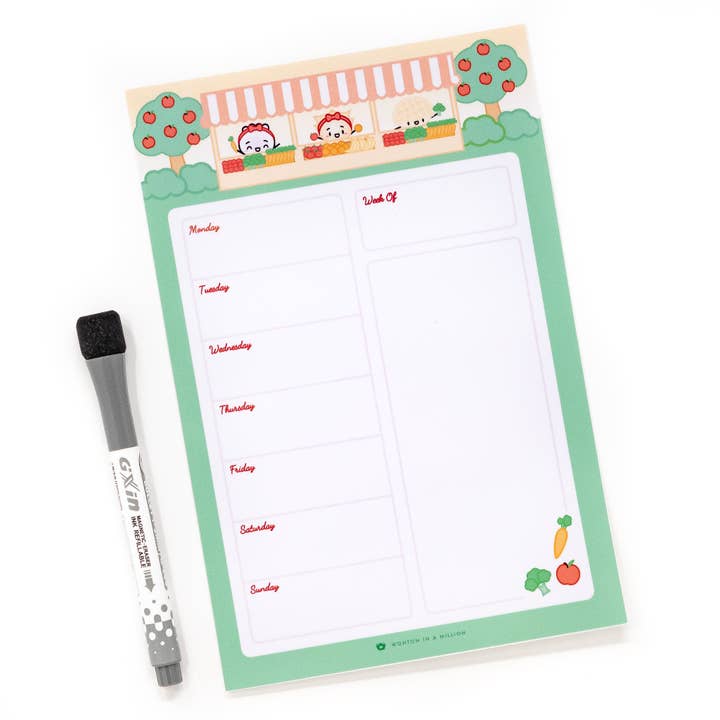 Farmer's Market verwijderbaar zelfklevend whiteboard (6x9") voor wholesale door Wonton In A Million