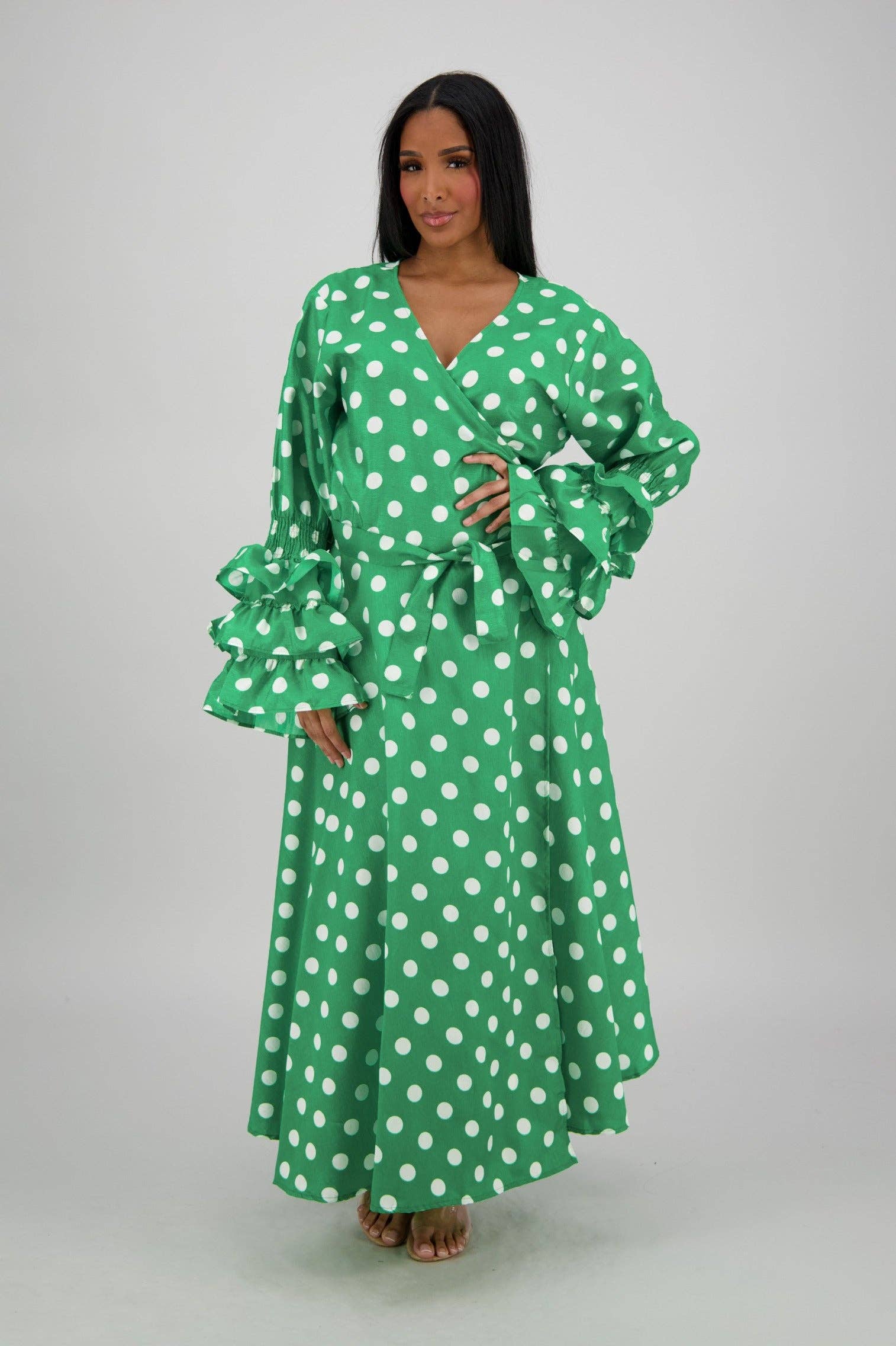 Advance Apparels - Wholesale Dress - Women's - Polka Dot Wrap Dress (3 Colors) 241624-B0906