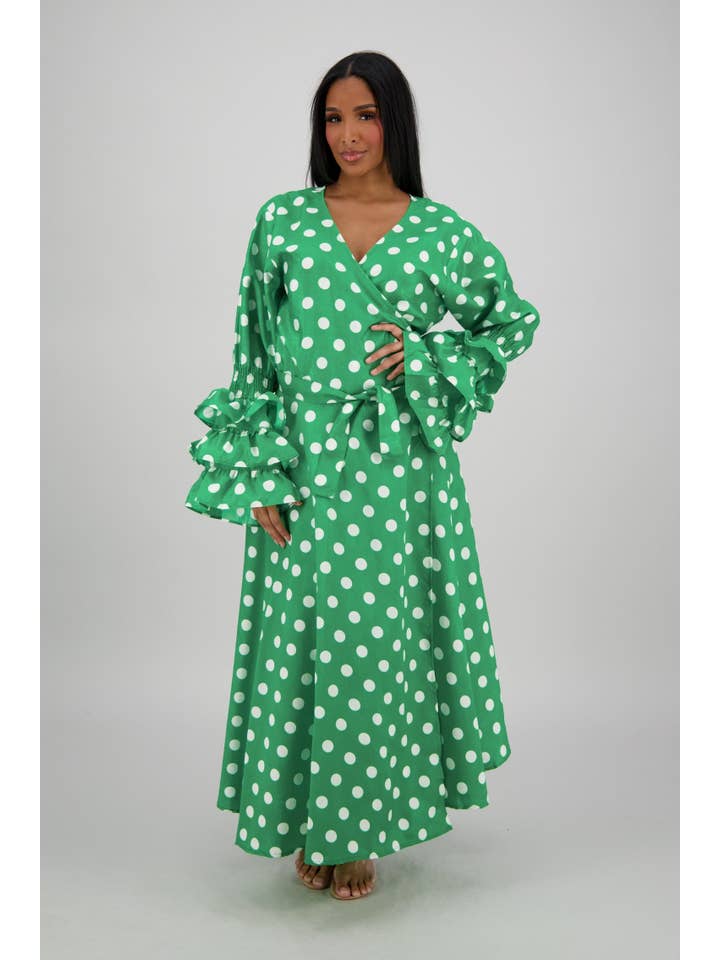 Advance Apparels - Wholesale Dress - Women's - Polka Dot Wrap Dress (3 Colors) 241624-B0906