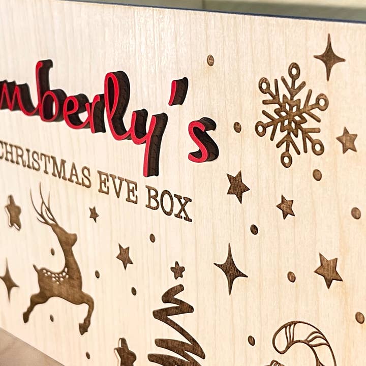 Deer Custom Designs - Vente Décoration de Noël - Boîte de réveillon de Noël en bois | Caisse de Noël pour enfant3