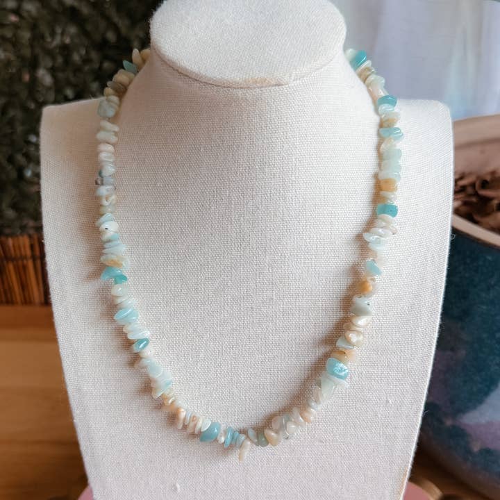 Amazonite Pebble Necklace for wholesale by Pebble + Fern LLC