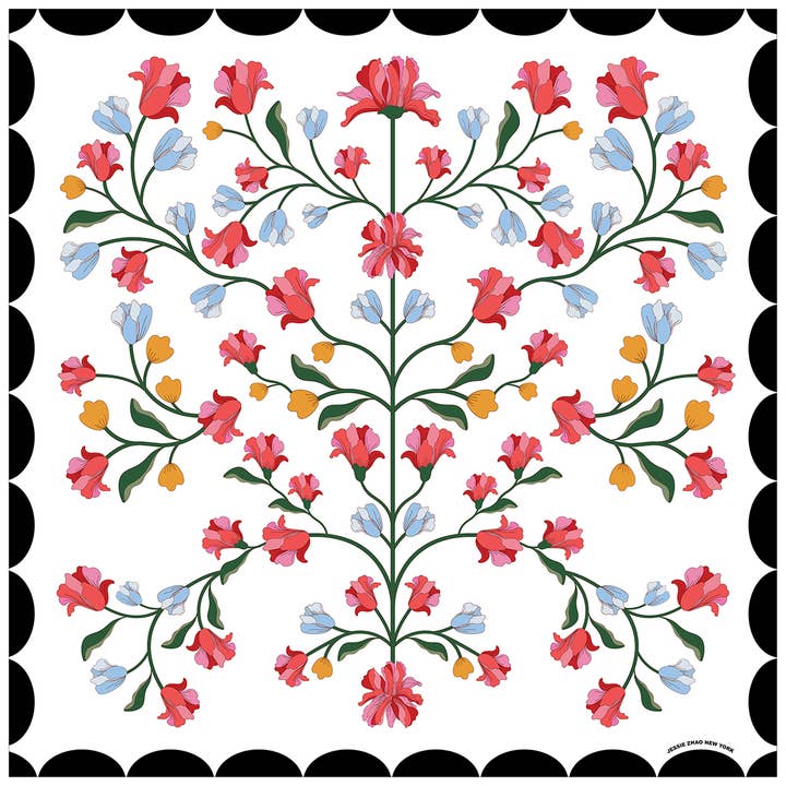 Jessie Zhao New York - Wholesale Scarf - Women's - Double Sided Silk Scarf Floral Echo