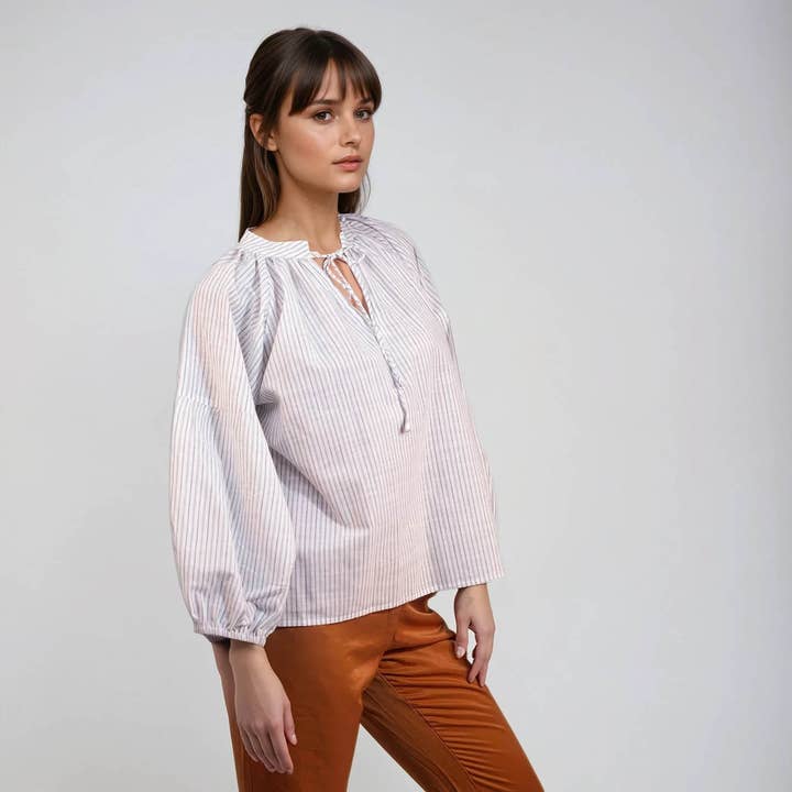 NO-B - Wholesale Blouse - Women's - Striped pattern blouse | Akola-31