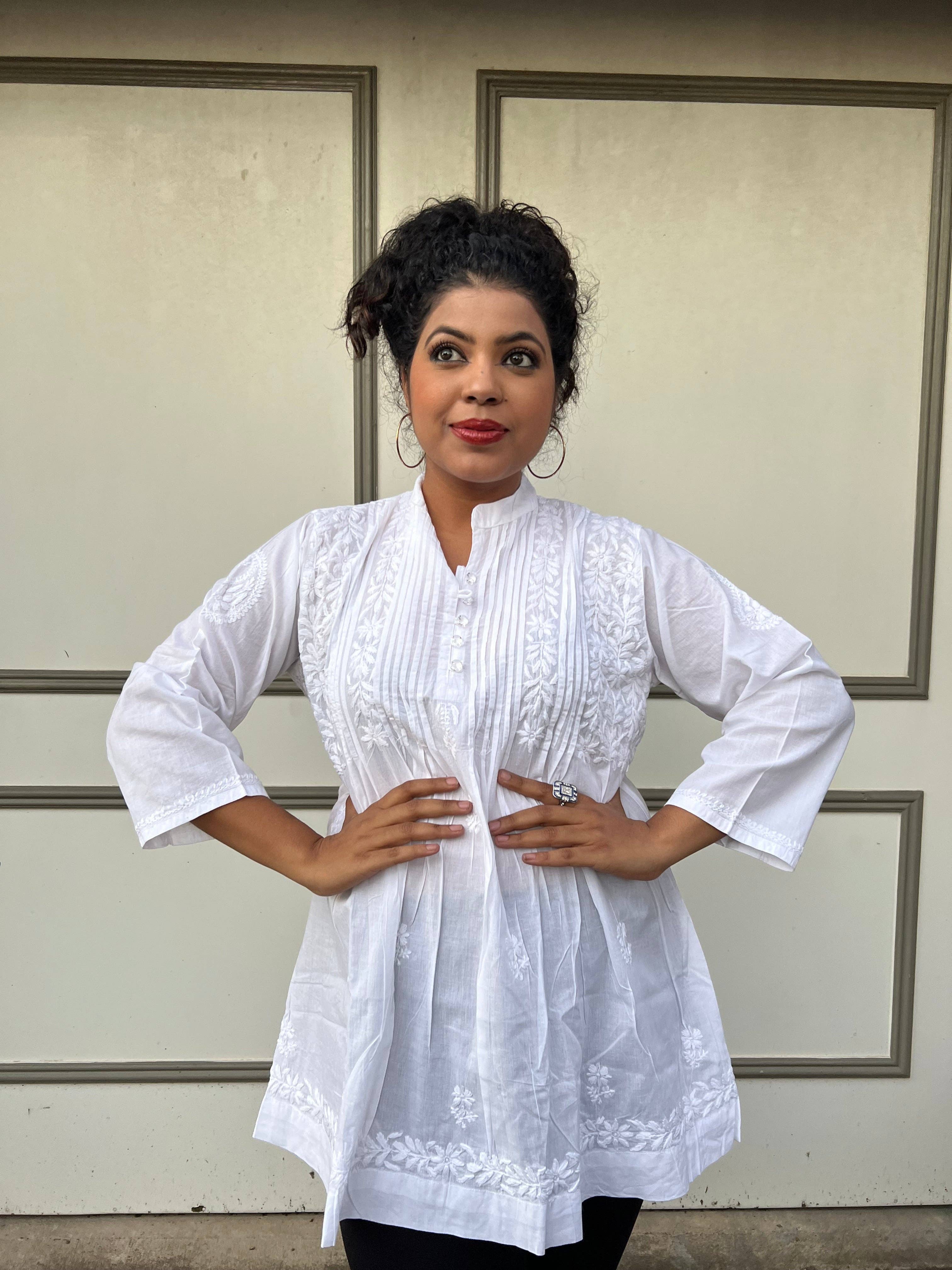 EeshaBoutique Australia - Wholesale Blouse – Women’s - White Short Blouse-Rosa2