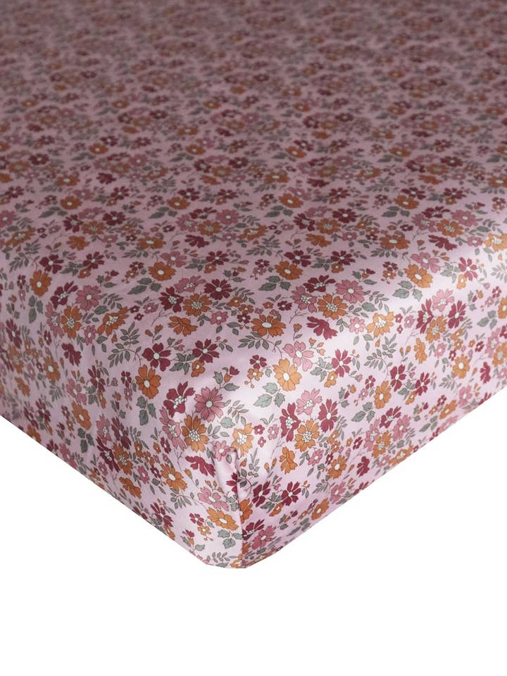 Fitted Sheet made with Liberty Fabric CAPEL FLORET for wholesale by Coco & Wolf