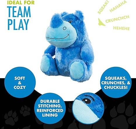 Caitec Inc - Vente Peluche – chien - Jouet pour chien en peluche Rhino Chuckles Small 2.0 – HERO1