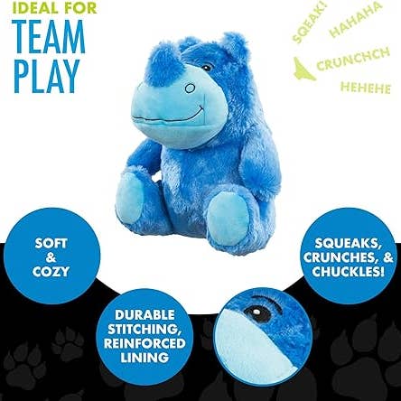 Caitec Inc - Vente Peluche – chien - Jouet pour chien en peluche Rhino Chuckles Small 2.0 – HERO1