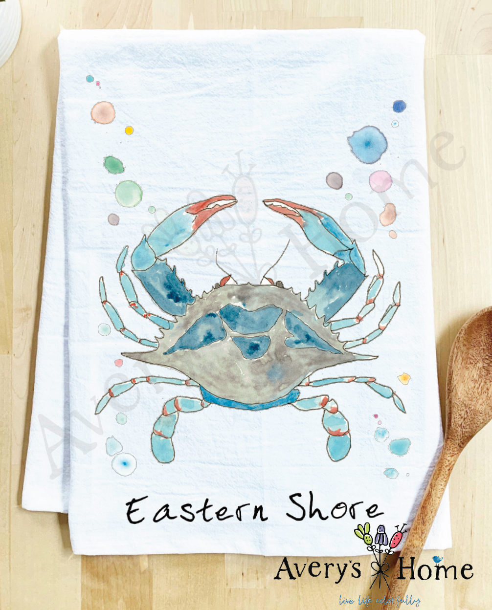 Avery's Home - Wholesale Tea Towel - Blue Crab Ocean Customizable Coastal Tea Towel58