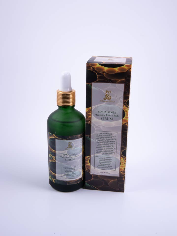 Sérum hydratant cheveux et corps à la macadamia pour la vente par Lorraine Varnes