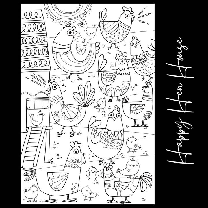 Happy Hen House – Giant Coloring Page (24x36") for wholesale by Tons of Hues