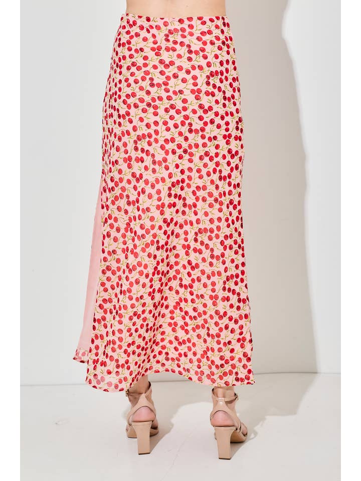 Baevely by Wellmade USA – Saia - Mulher por atacado – SAIA MAXI COM ESTAMPA DE CEREJA3