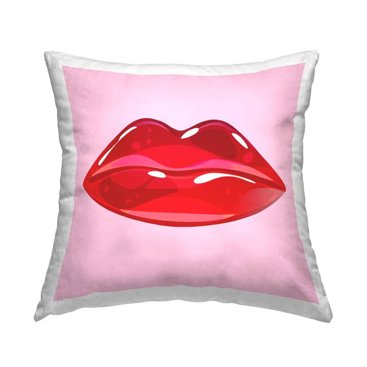 Pink & Red Lips Shape Printed Pillow for wholesale by Stupell Industries