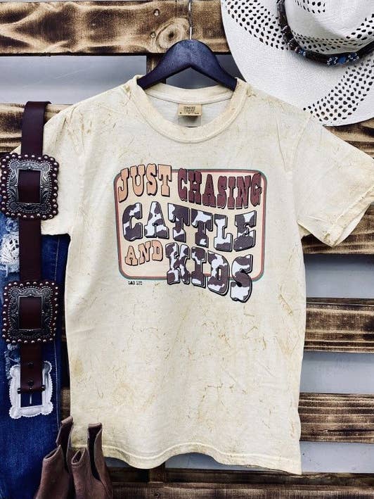 CC Just Chasing Cattle Kids Graphic Tshirt for wholesale by L&B Life