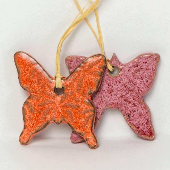 White Squirrel Clayworks - Wholesale Ornament - Butterfly Shaped Handmade, in Ohio, Ceramic Ornaments