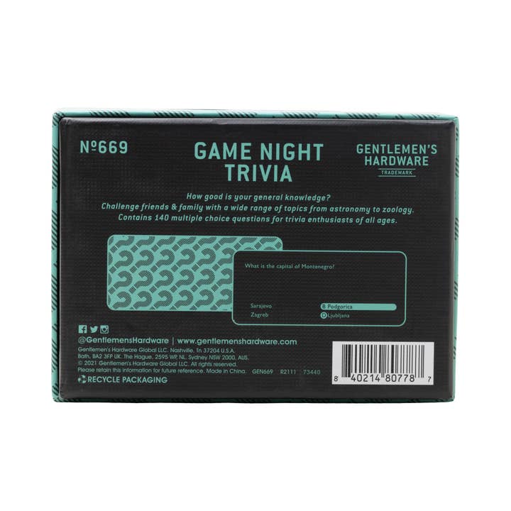 Gentlemen's Hardware - Wholesale Card Game - Game Night Trivia1