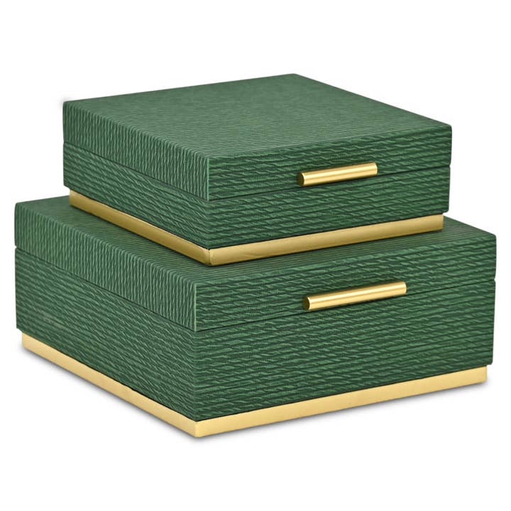 Eira Retro Stripe Pattern Square Decorative Box Set for wholesale by Cheungs Home Decor