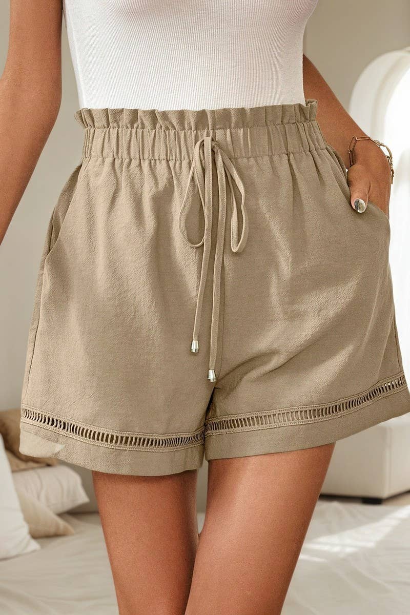 NINEXIS - Wholesale Shorts - Women's - CWBSP00637_HIGH WAIST DRAWSTRING WIDE LEG SHORTS2