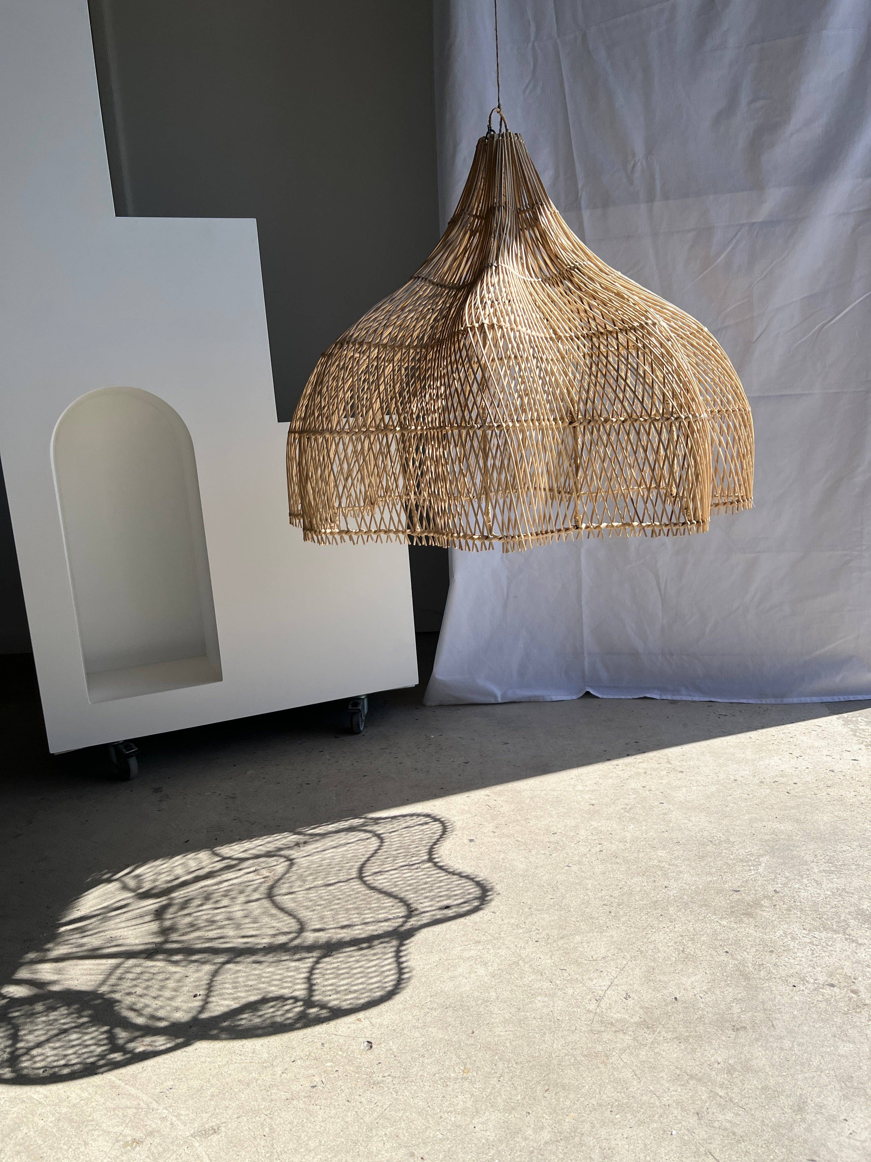 Office Objets - Wholesale Chandelier/Hanging Light - Pendant light, flower-shaped rattan fixture, tulip, corolla H:80cm D80cm60