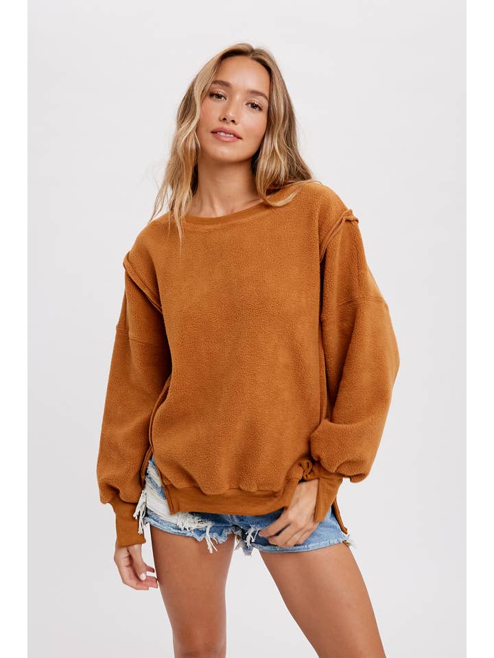 Peace Love Line – wholesale Sweatshirt - Dam – PL3896 - RUNDHALSAD TEDDYTRÖJA MED SLITSAR17