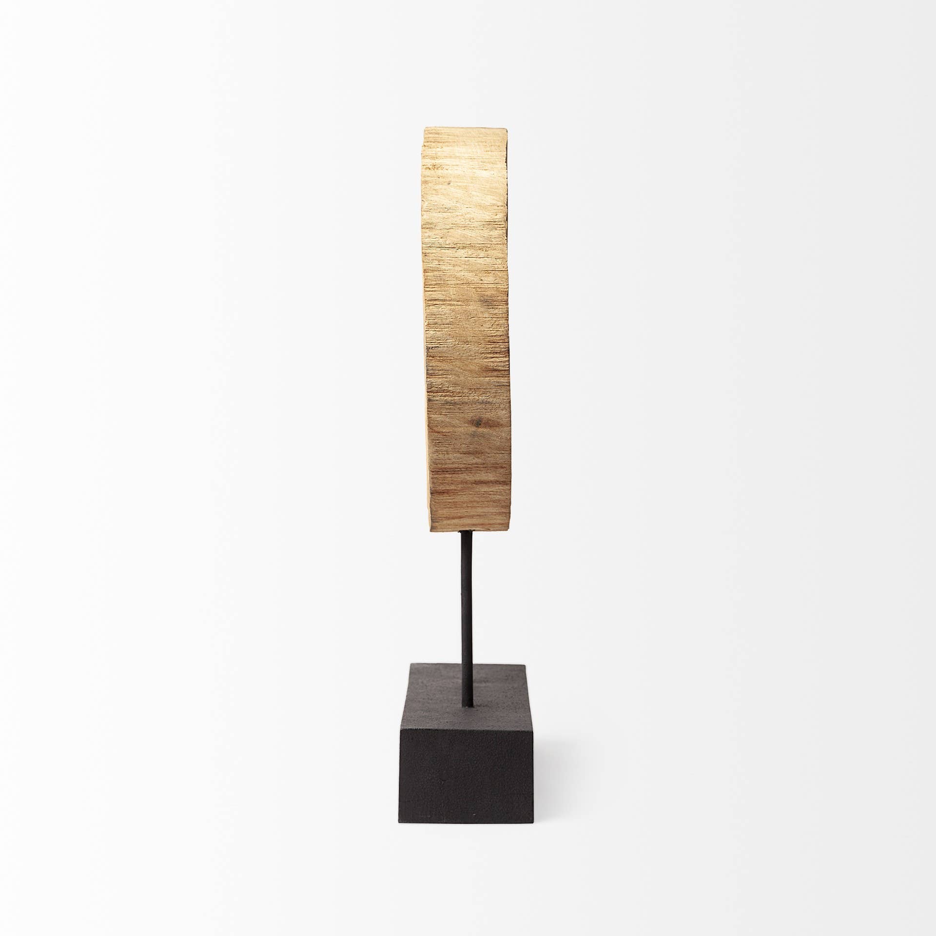 HomeRoots – wholesale Sculpture – 19"Brown and Black Wood Log Cross Section Tabletop Sculpture3