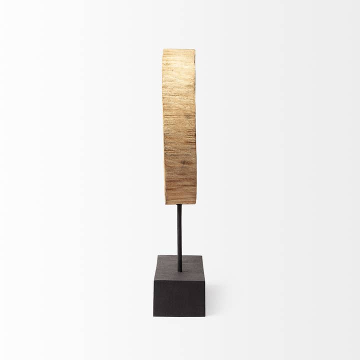 HomeRoots – wholesale Sculpture – 19"Brown and Black Wood Log Cross Section Tabletop Sculpture3