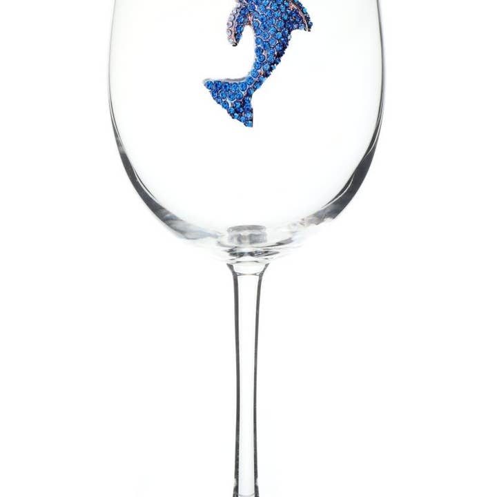 The Queens' Jewels® - Wholesale Wine Glass - Dolphin Jeweled Stemmed Wine Glass1
