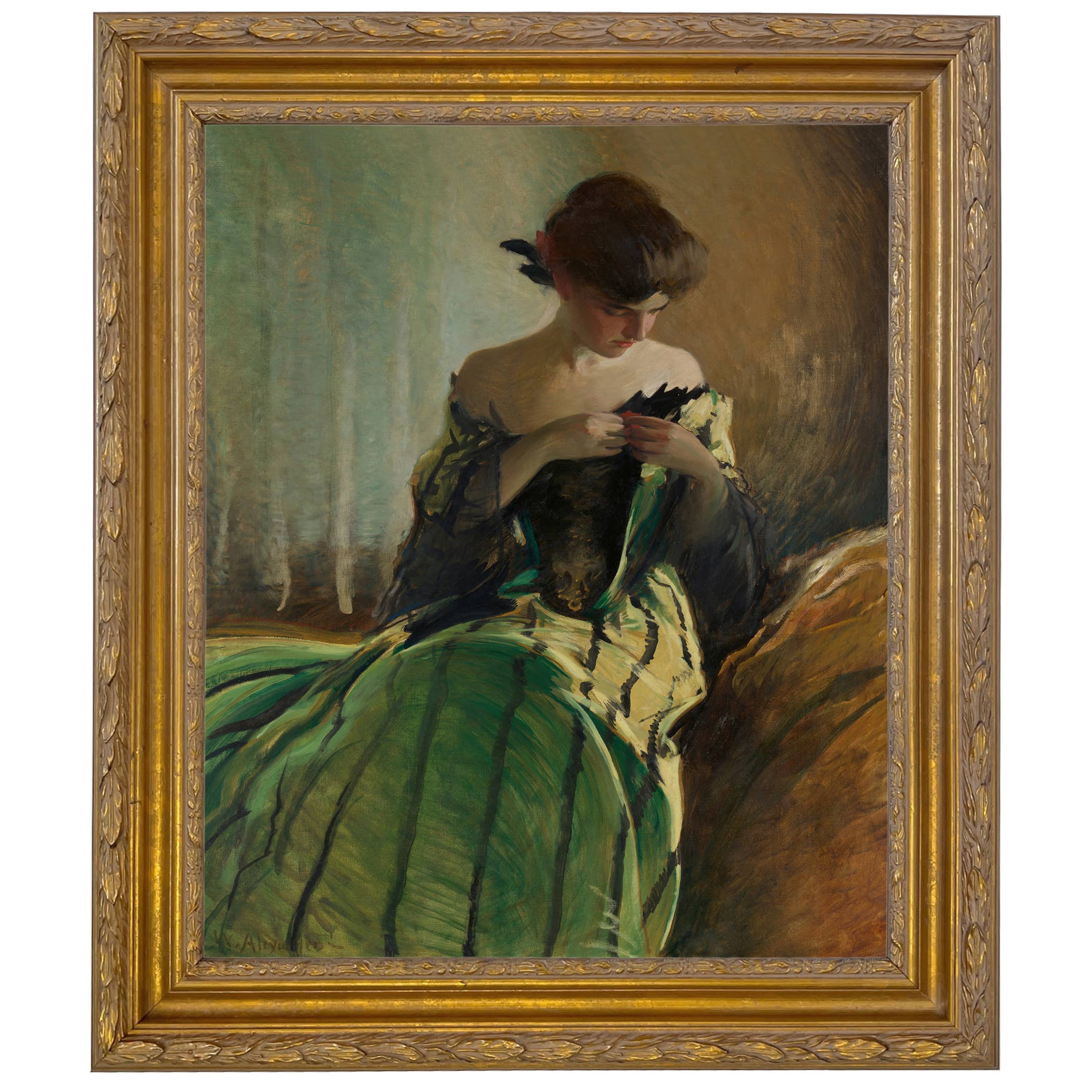 Madison Bay Co. - Historical Home Decor Reproductions - Vendita all'ingrosso Stampa artistica - Stampa su Tela Vintage di Donna in Abito Nero e Verde43