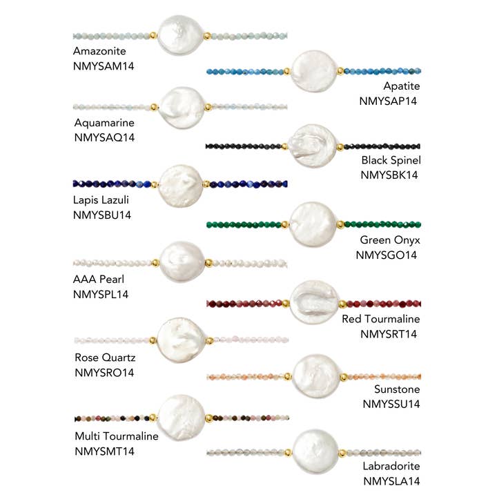 Kaylie Dawn Jewelry - Wholesale Beaded/Pearl Necklace - Mystic Coin Pearl Gemstone Beaded Necklace Handmade in USA1