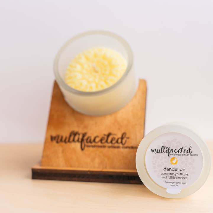 Multifaceted™ Artisan Candles - Wholesale Jar/Filled Candle - Dandelion Flower Candle, Eco-Friendly Candle -multiple sizes2