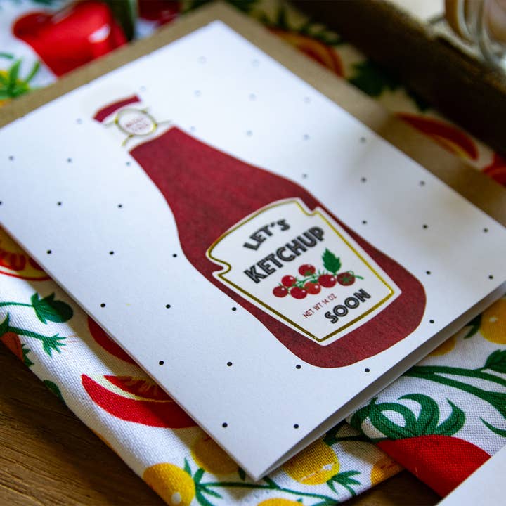 Paper Farm Press - Wholesale Everyday Greeting Card - Miss You Ketchup Bottle Tomato Greeting Card2
