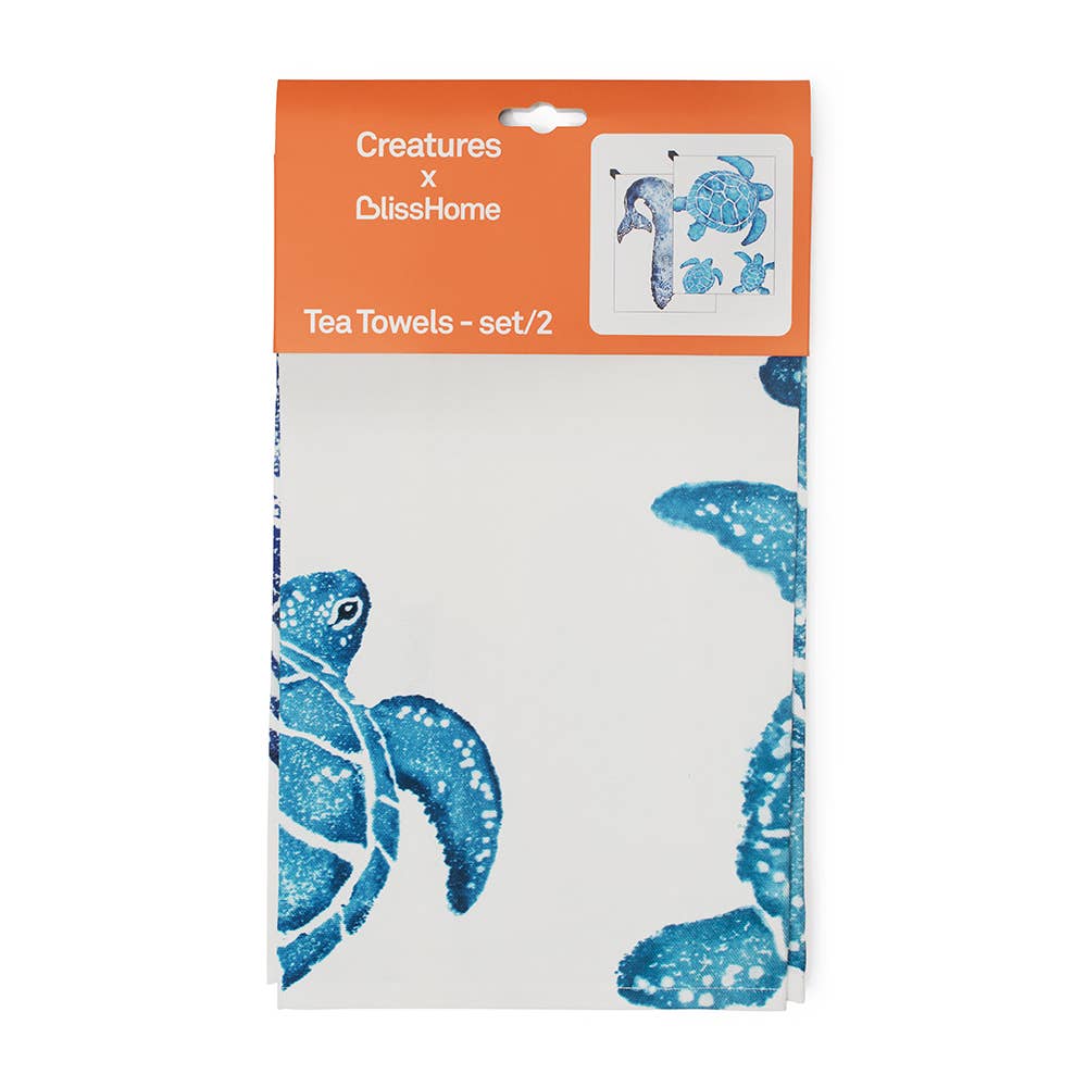 BlissHome - Wholesale Tea Towel - Creatures Tea Towel Set of 2 | Whale Towel | Turtle Towel3