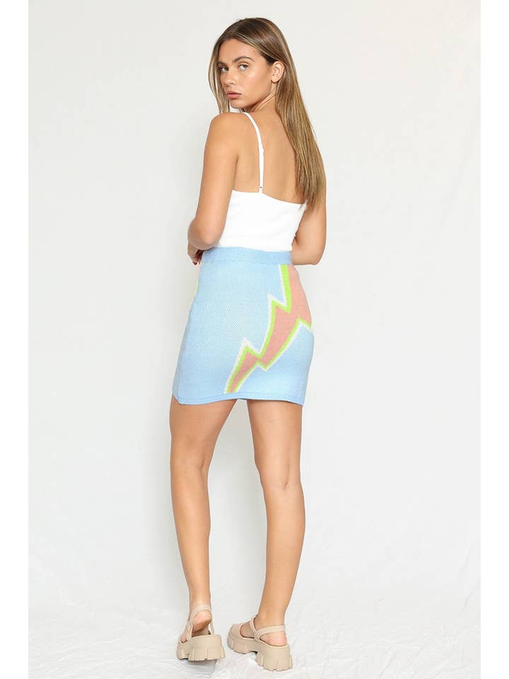 Blue Lightning Bolt Sweater Skirt for wholesale on Faire2