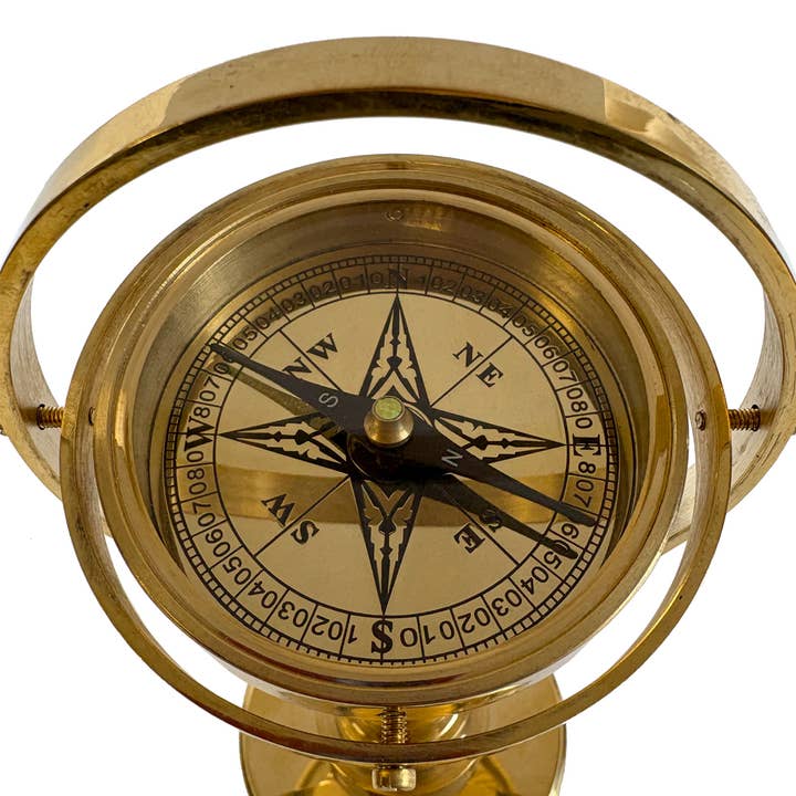 Madison Bay Co. - Historical Home Decor Reproductions - Wholesale Navigational Compass - Polished Brass Vintage Gimbal Compass, 6-1/2"1