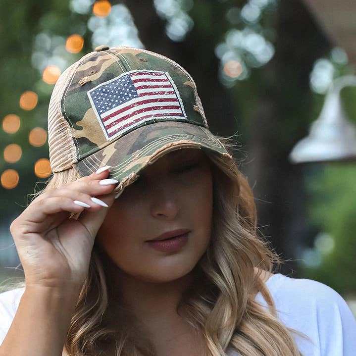Vintage Life – wholesale Truckerkeps – Unisex – Amerikanska flaggan USA nödställda Trucker Hat Baseball keps