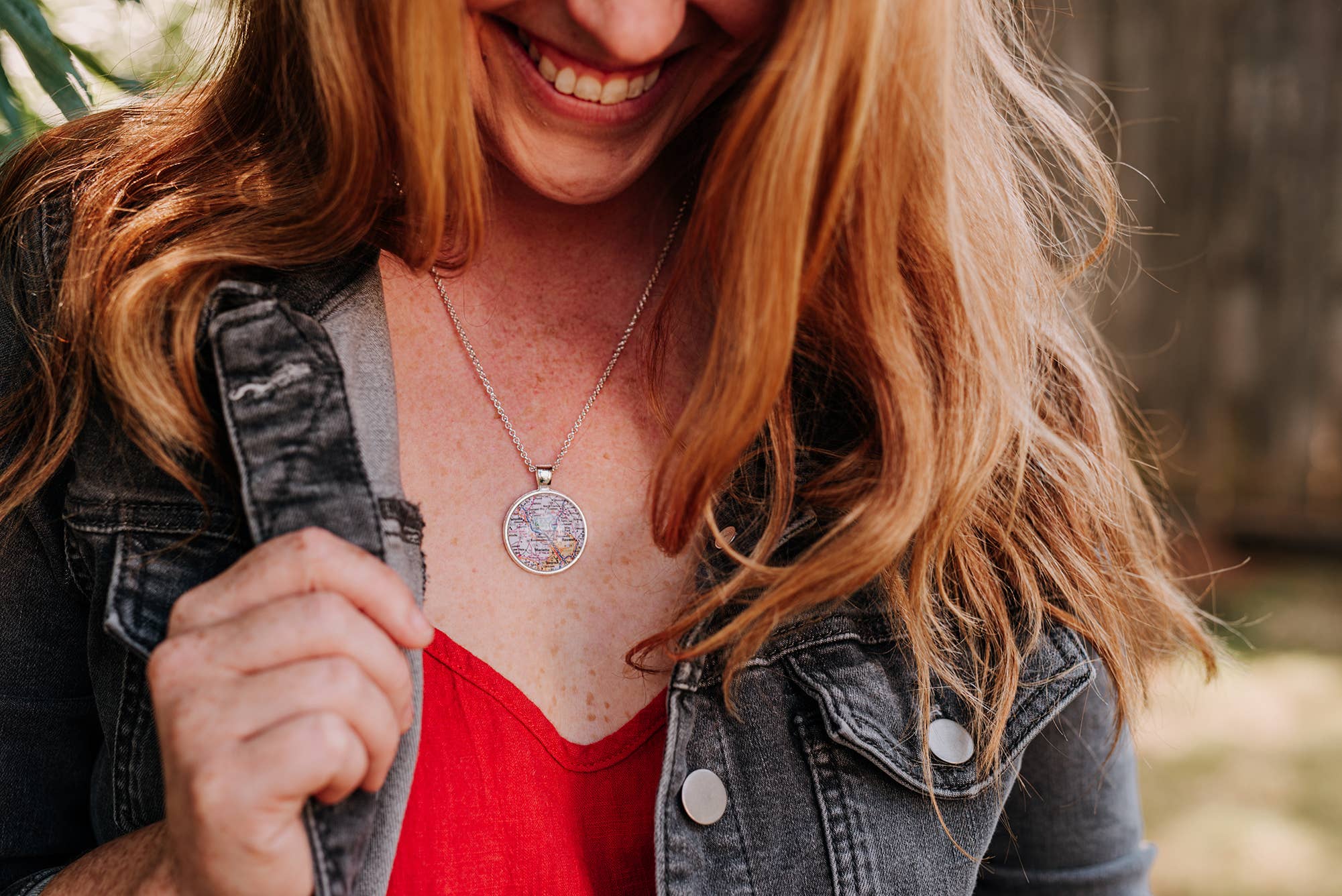 Whimsy Spirit Shop - Wholesale Pendant/Charm Necklace - Map Page Cabochon Necklace - U.S. City of your choice5