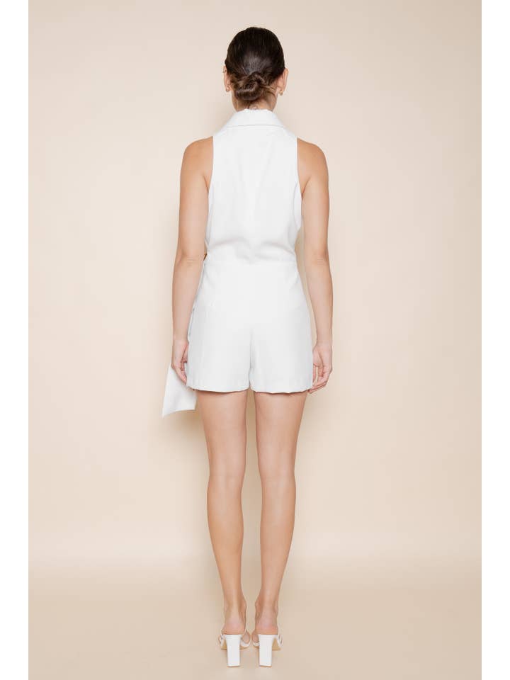 Fore Collection - Wholesale Romper - Women's - NON-SLEEVES BLAZER STYLE SHORTS JUMPSUIT-PI6130FO16