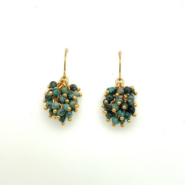 Beaded Cluster Drop Earrings in Gold Finish for wholesale by Rebel Designs Accessories