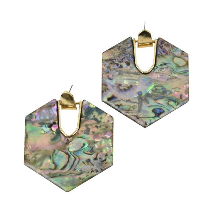 2.25" Roxanne Marble Earrings in Green Marble for wholesale by David Christopher's Collection