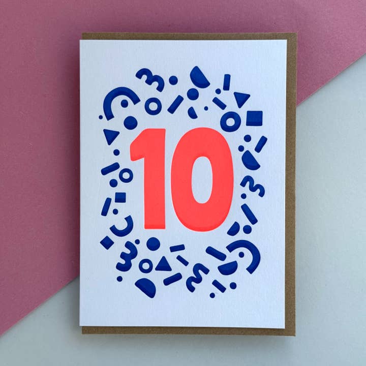 Number 10, C6 Greeting Card for wholesale by Little Paper Soul