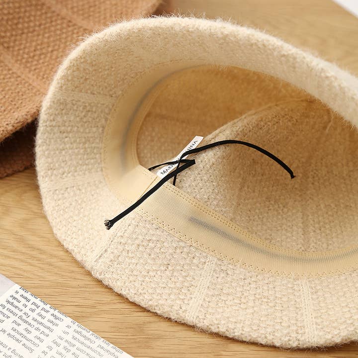 ACCITY - Wholesale Bucket Hat - Women's - ROUND TOP NEW STRIPED PLUSH KNIT BUCKET HAT_CWAB2860