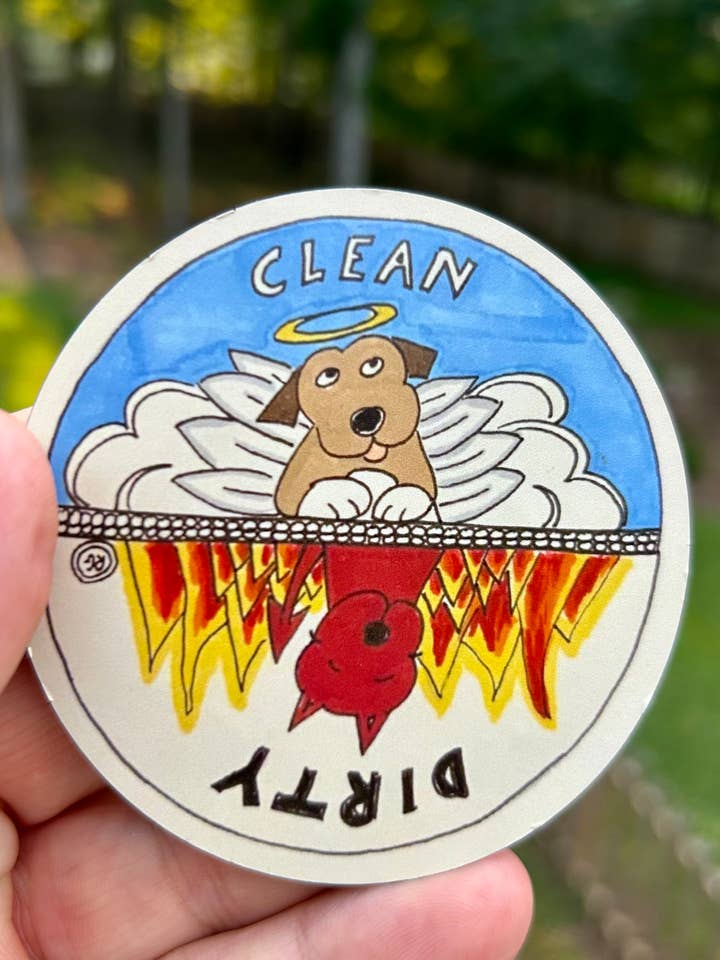 Clean Dirty Dog Art Dishwasher Magnet for wholesale by Binky and Bell