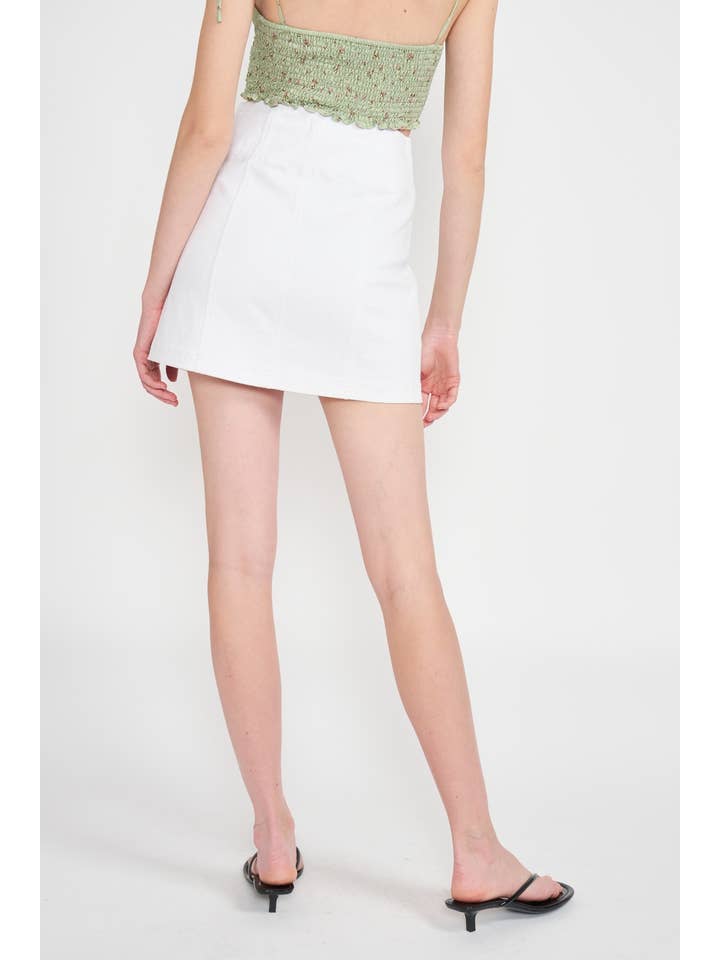 DENIM BLANC MINI-JUPE EN JEAN AVEC FENTE en vente sur Faire4