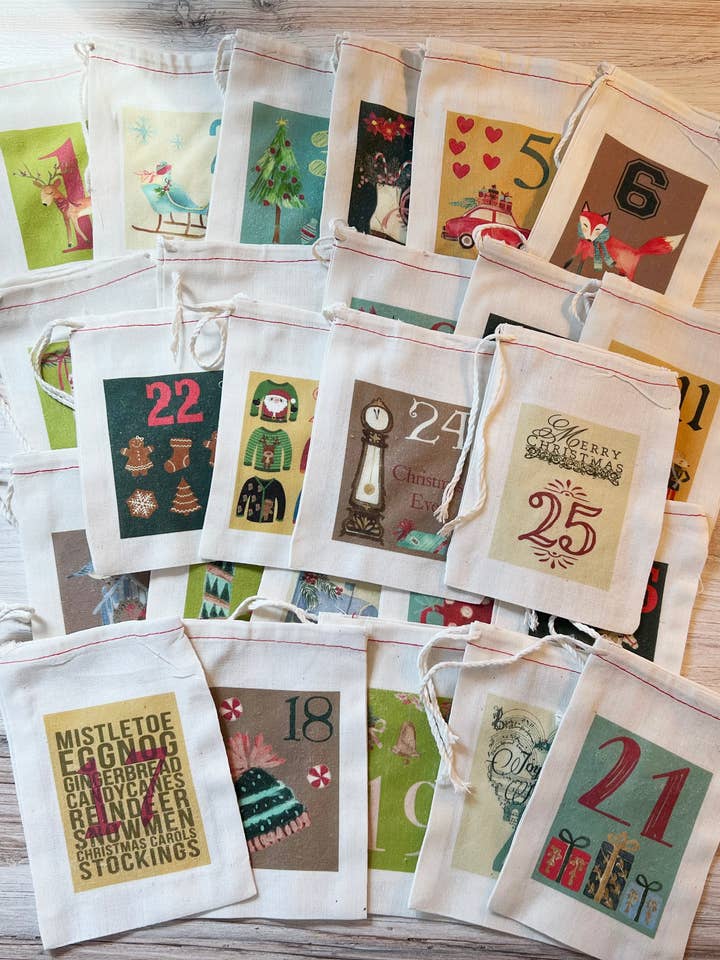 Advent Calendar Christmas Bags Festive Design for wholesale by Kport Gift Company