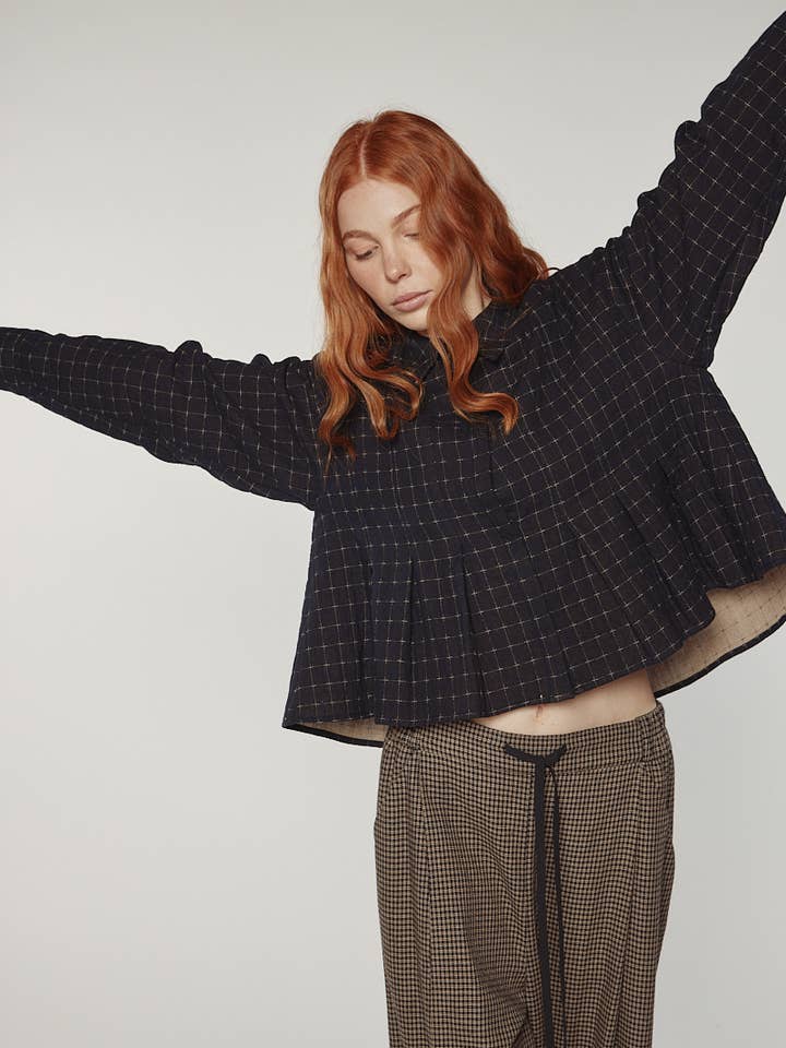 Blusa plisada de algodón para venta al por mayor de amente