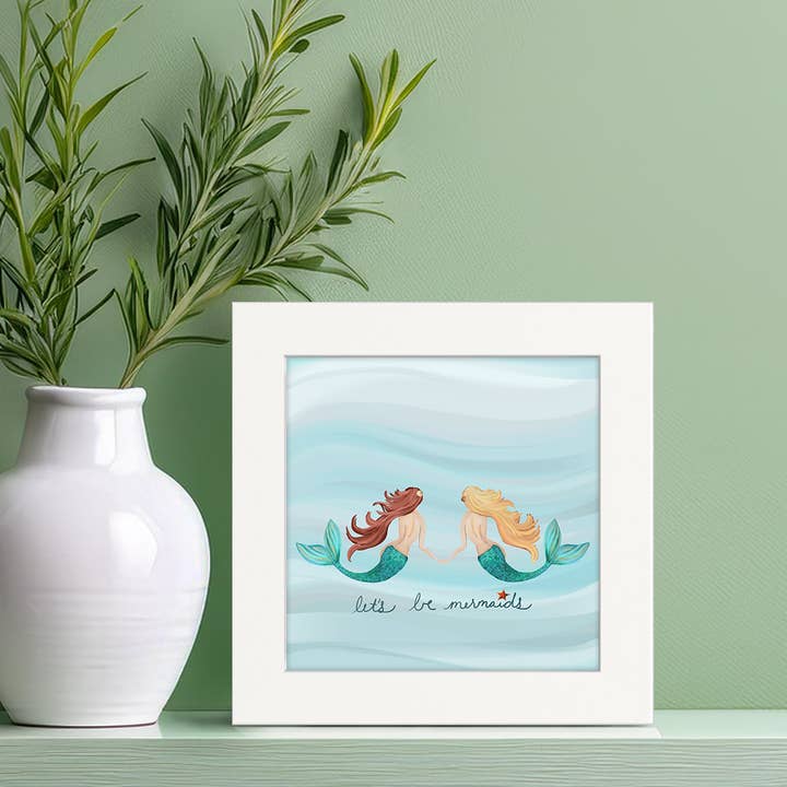 Cathy Walters Art - Wholesale Art Print - Let's Be Mermaids Happy Square1