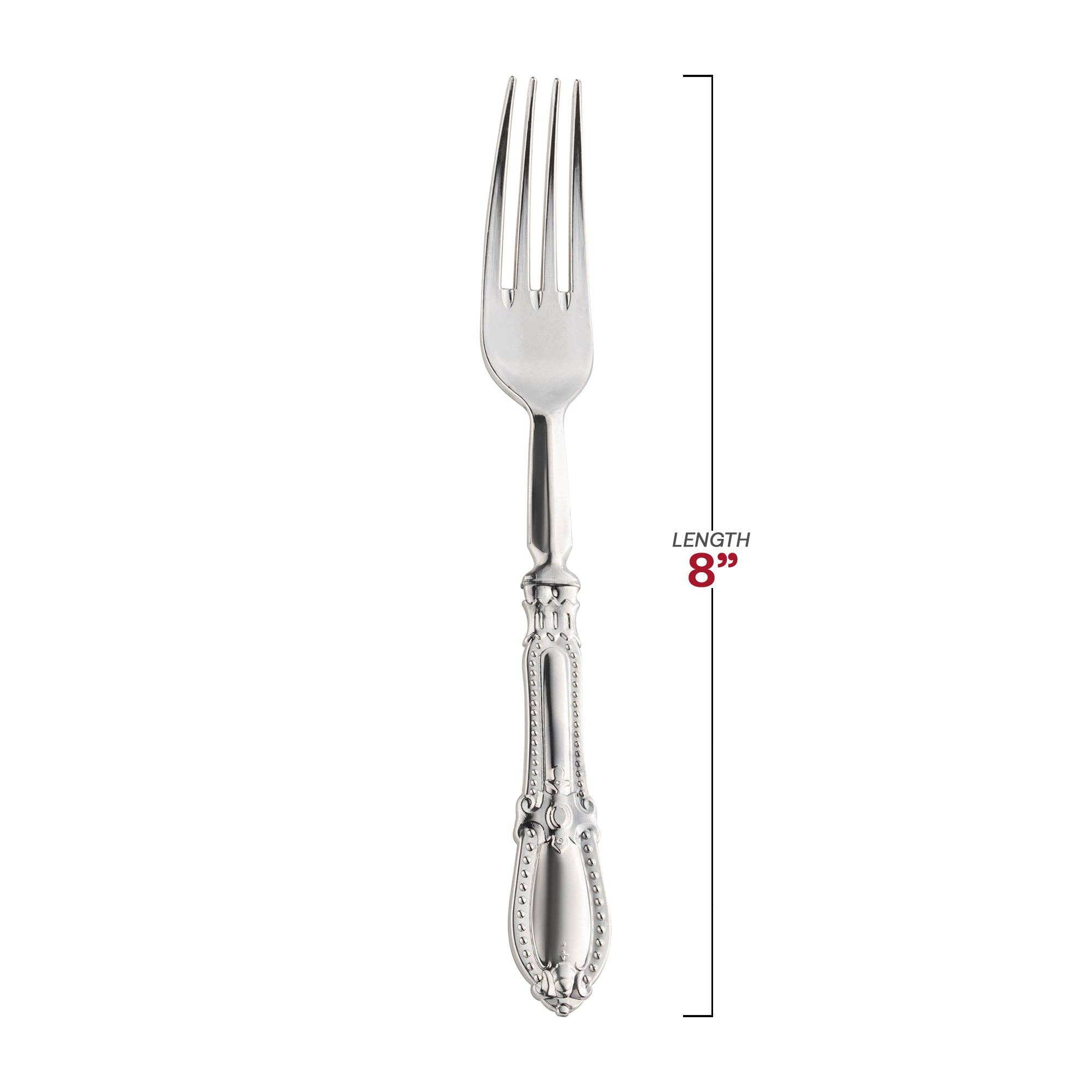 Smarty had a Party - Wholesale Disposable Tableware Pack - Silver Baroque Disposable Plastic Dinner Forks - 10 pcs2