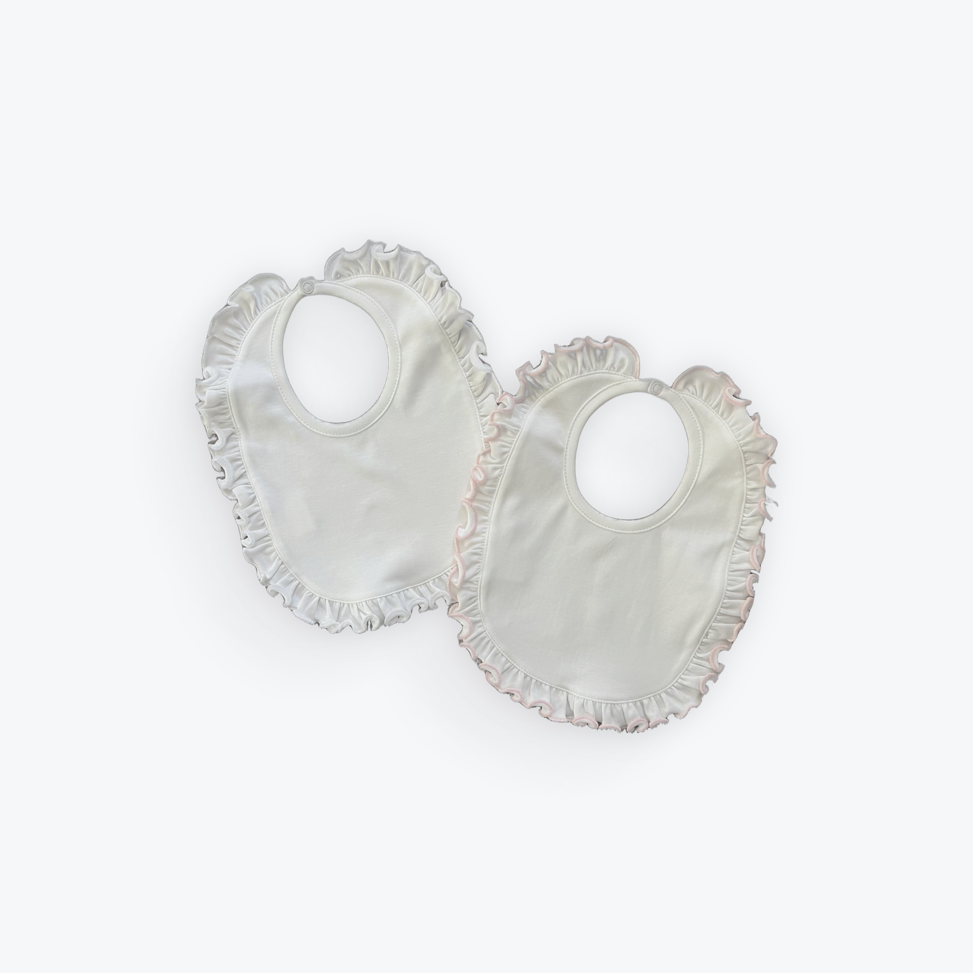 Cute as Buttons - Wholesale Bib - Baby - White/Pink  Ruffle Bib 1