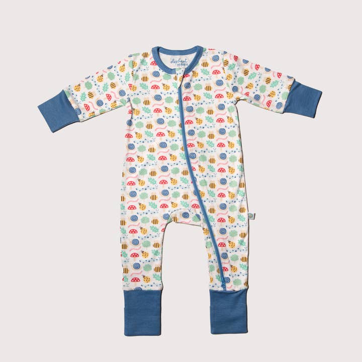 Two way zipper Baby Romper - Busy Garden for wholesale by Elephant Moon