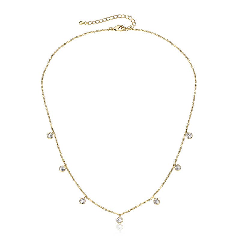 Little Miss Twin Stars - Wholesale Pendant/Charm Necklace - CZ Bezel Dangles Necklace1